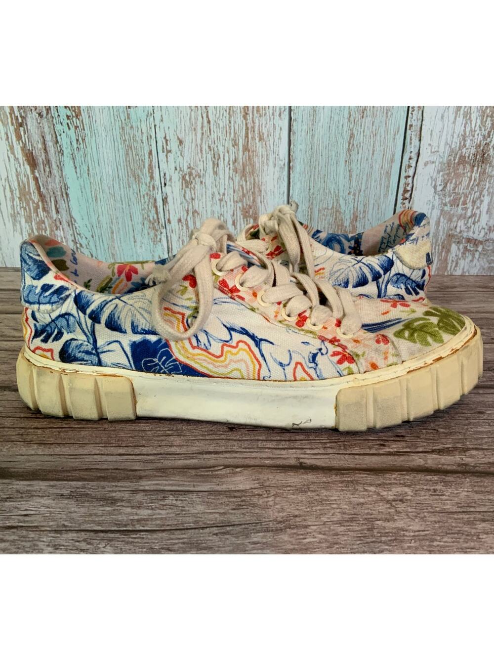 Farm Rio Copacabana Platform Sneakers Womens 9.5 Tropical Canvas Shoes